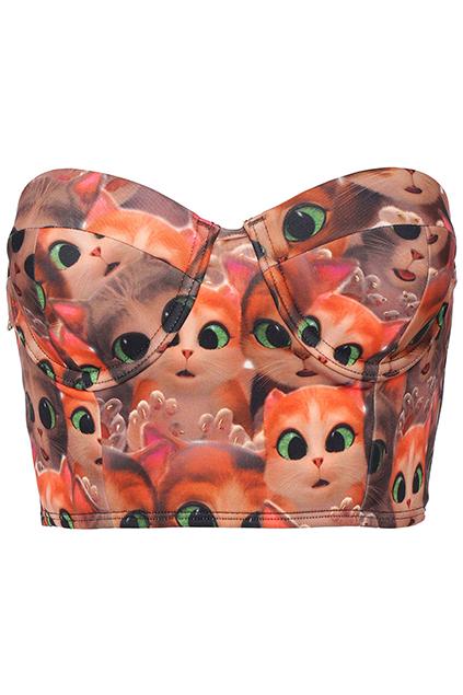 Romwe Cute Cat Print Bandeau