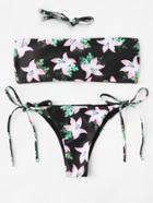 Romwe Detachable Straps Tie Side Bikini Set