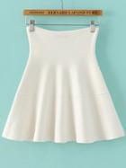 Romwe White Pleated Knit Skirt