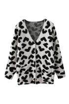 Romwe Heart Knitted V Neck Cardigan