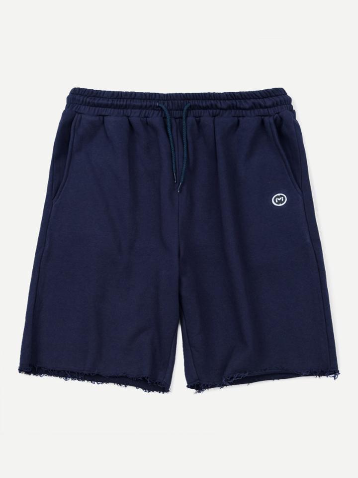 Romwe Men Raw Hem Drawstring Shorts