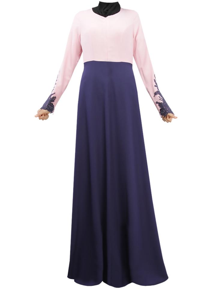 Romwe Lace Cuff Maxi Dress