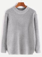 Romwe Pale Grey Long Sleeve Basic Sweater