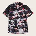 Romwe Guys Notch Collar Landscape Print Shirt