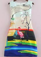 Romwe Flamingo Print With Zipper Dress