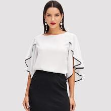 Romwe Contrast Binding Batwing Top