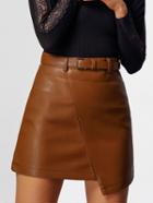 Romwe Asymmetrical Pu Skirt With Belt