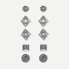 Romwe Geometric Stud Earrings 5pairs