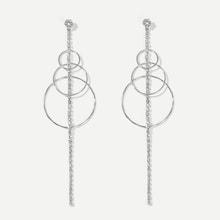 Romwe Layered Circle Long Rhinestone Drop Earrings