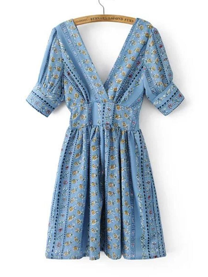 Romwe Double V Neck Elbow Sleeve Dress