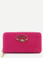 Romwe Pink Metal Embellished Fuzzy Wallet