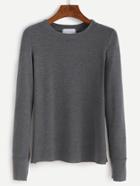 Romwe Dark Grey Long Sleeve T-shirt