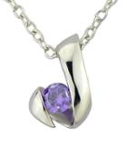 Romwe Purple Diamond Silver Pendants Necklace