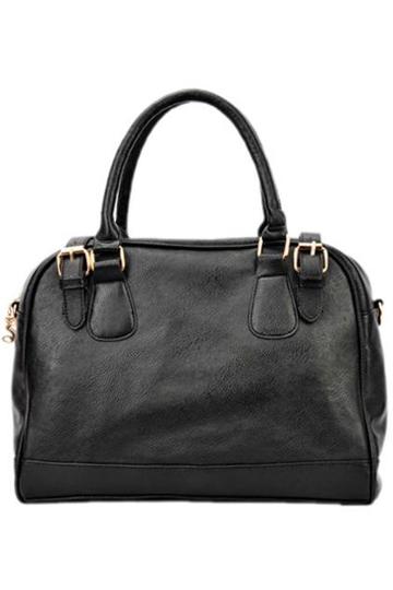 Romwe Multifunction Zipper Black Bag