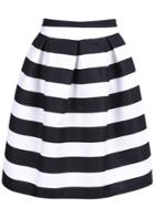 Romwe Striped Knee Length Skirt