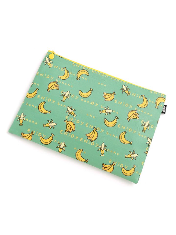 Romwe Banana Print Slim Accessory Pouch