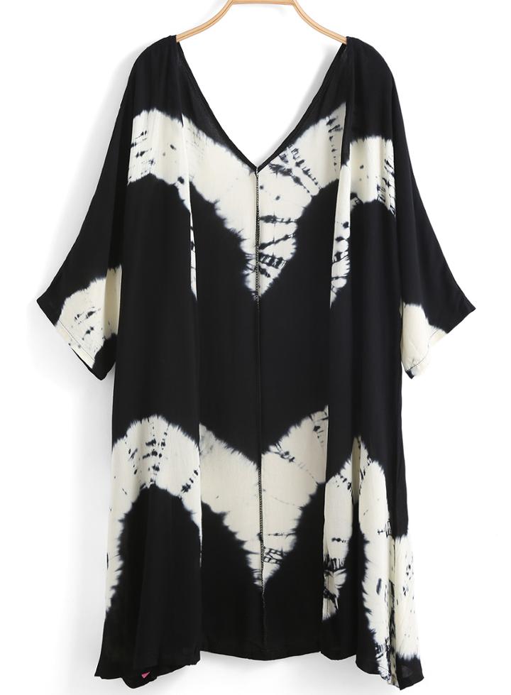 Romwe V Neck Ombre Loose Coat