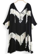 Romwe V Neck Ombre Loose Coat
