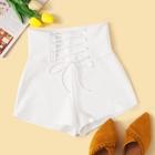 Romwe High Waist Lace Up Tie Front Shorts