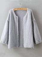 Romwe Knit Bead Grey Coat