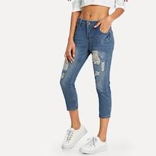 Romwe Ripped Solid Jean