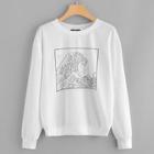 Romwe Graphic Print Solid Sweatshirt