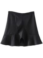 Romwe Black Zipper Back Ruffle Mini Skirt
