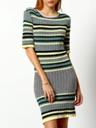 Romwe Round Neck Striped Slim Sweater Dress