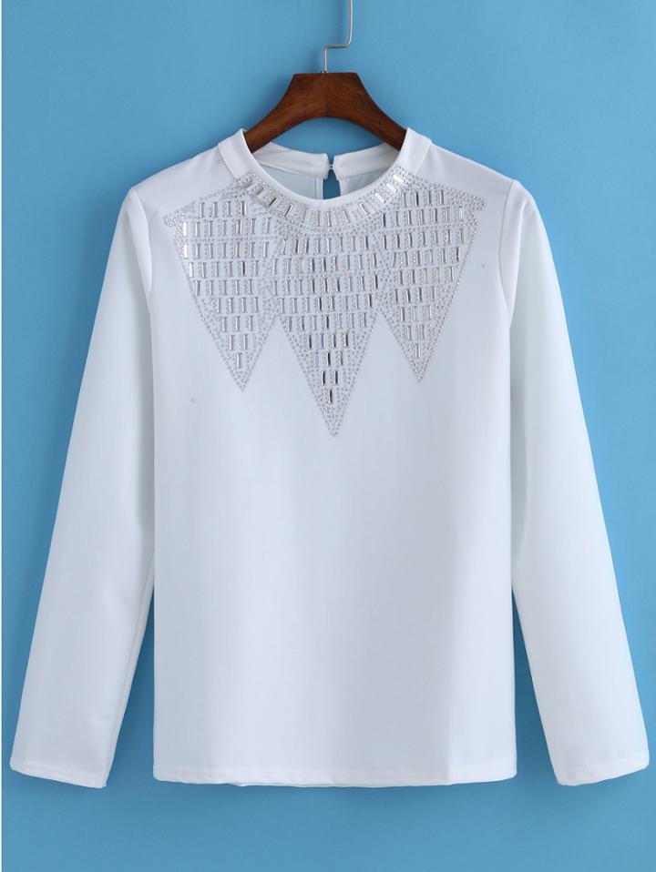 Romwe Long Sleeve With Diamond Top