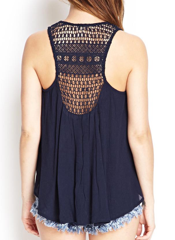 Romwe Crochet Hollow Tank Top