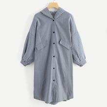 Romwe Button Through Plaid Longline Hooded Outerwear