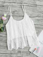 Romwe Scallop Embroidered Mesh Overlay Cami Top