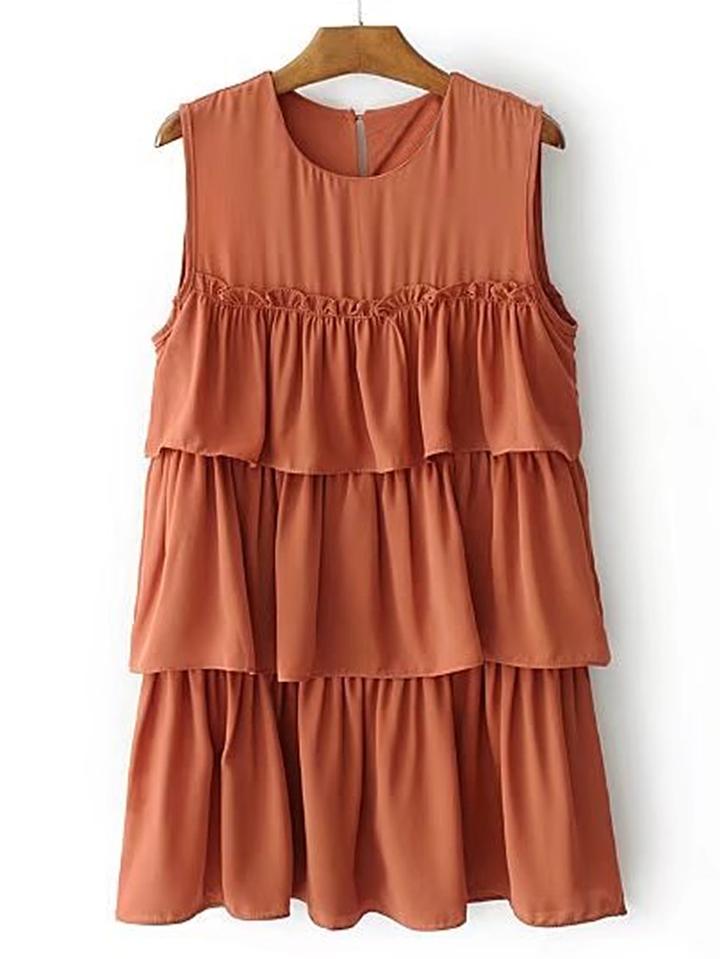 Romwe Ruffle Tiered Tank Dress
