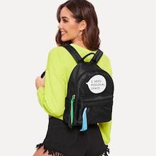 Romwe Slogan Detail Zipper Backpack