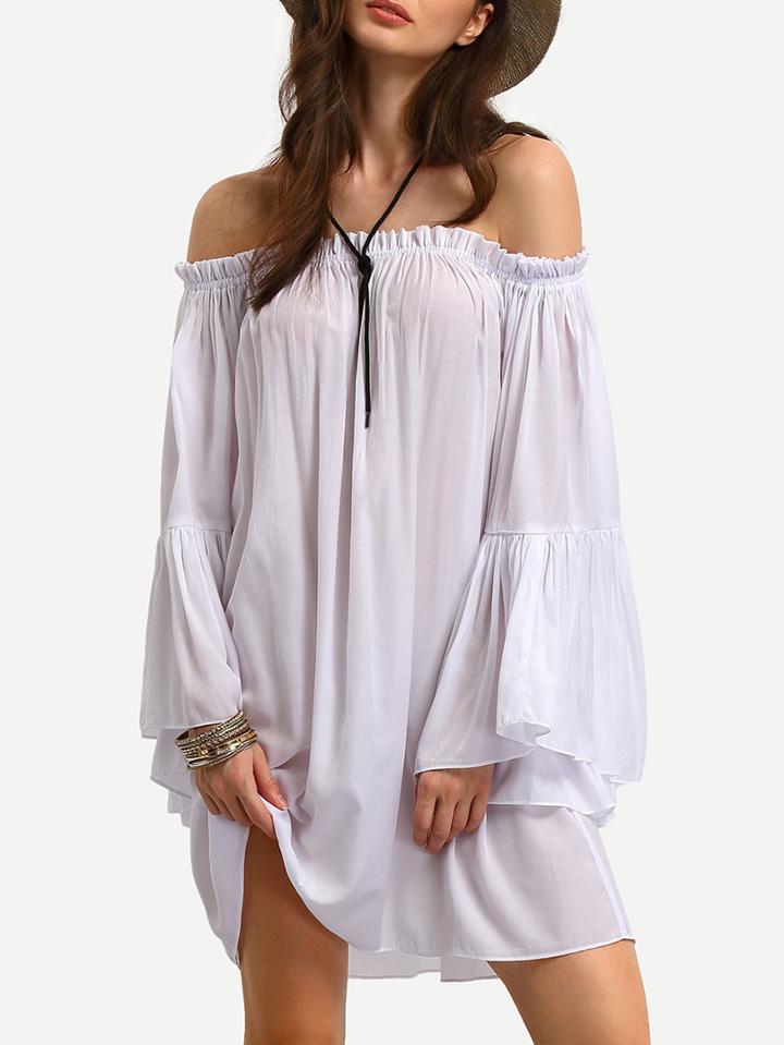 Romwe Off The Shoulder Bell Sleeve Dress