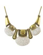 Romwe Beige Turquoise Statement Collar Necklace