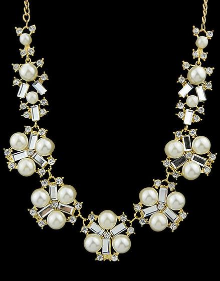 Romwe White Pearl Gold Necklace
