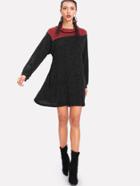 Romwe Two Tone Raglan Sleeve Swing Sweater Dress