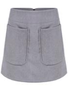 Romwe Pockets Zipper A-line Skirt