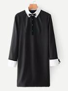 Romwe Contrast Trim Tied Detail Dress