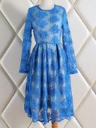 Romwe Long Sleeve Lace Flippy Dress