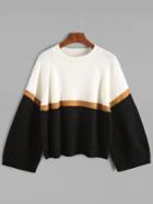 Romwe Color Block Raglan Sleeve Sweater