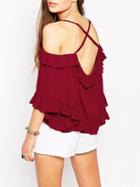 Romwe Off The Shoulder Butterfly Sleeve Top