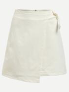 Romwe White Self Tie A-line Wrap Skirt