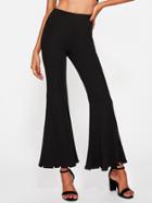 Romwe Pearl Beading Ribbed Flare Pants