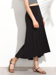 Romwe Elastic Waist Dip Hem Pleated Skirt