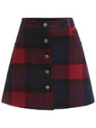 Romwe Plaid Single Breasted A Line Skirt