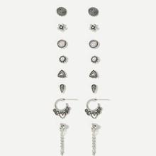 Romwe Flower & Round Earrings 8pairs