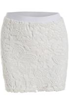 Romwe Elastic Waist Lace Bodycon Dress