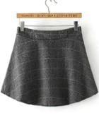 Romwe Elastic Waist Plaid Pleated Grey Skirt